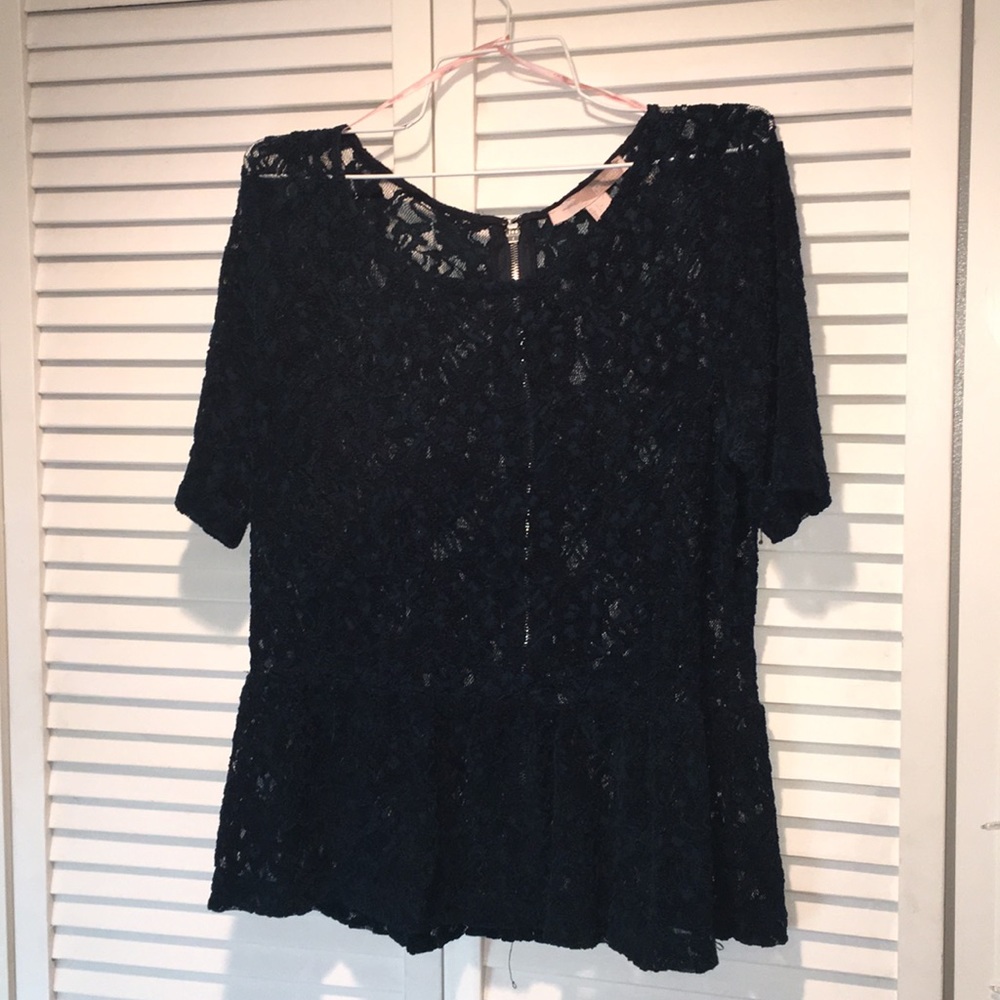 Blue Lace Peplum Top